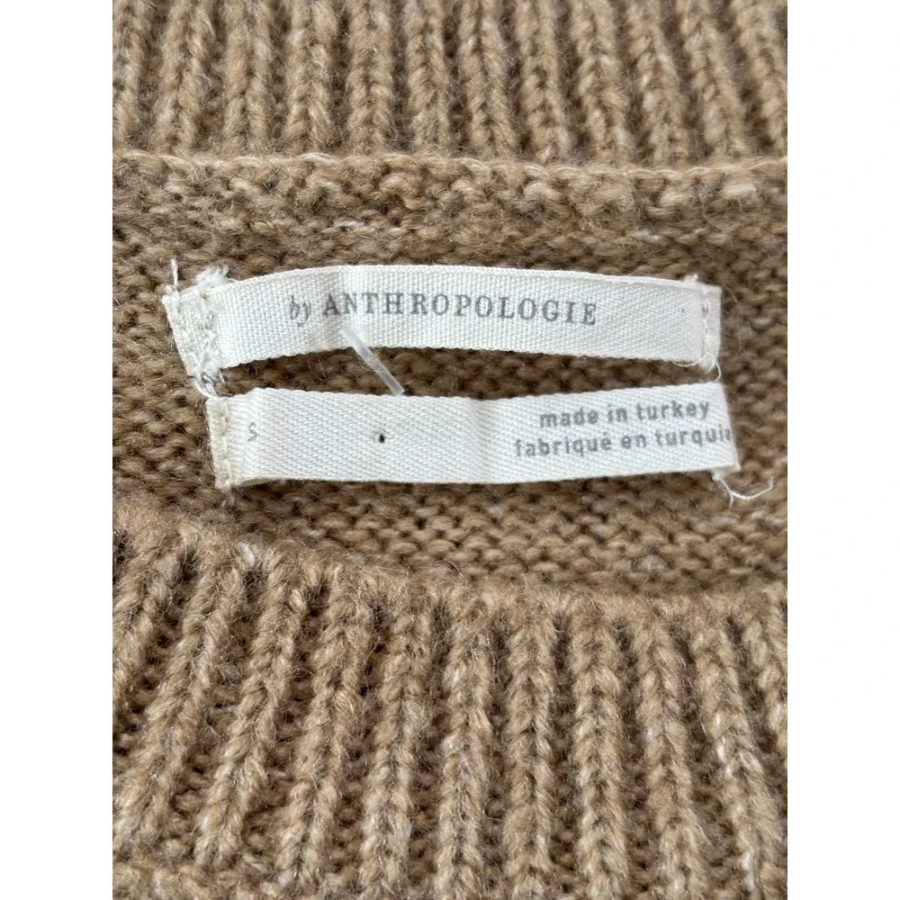 Anthropologie Sweater Womens Small Beige Deer Graphic Knit‎ Crewneck Pullover